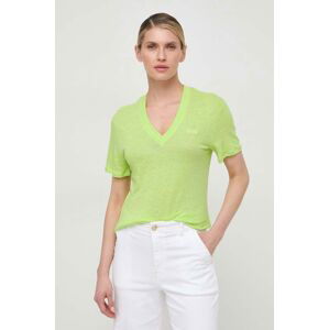Plátěné tričko Boss Orange zelená barva, 50511242