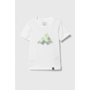 Dětské bavlněné tričko adidas GIRLS TRAIN TEE bílá barva