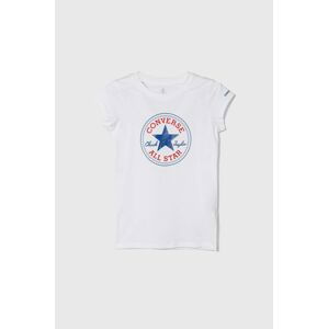 Dětské bavlněné tričko Converse bílá barva