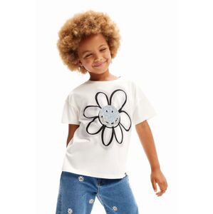 Dětské bavlněné tričko Desigual bílá barva