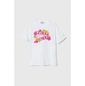 Dětské bavlněné tričko Pinko Up bílá barva