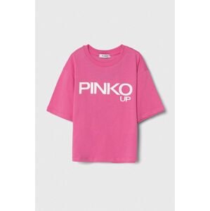 Dětské bavlněné tričko Pinko Up růžová barva