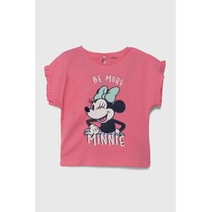 Dětské bavlněné tričko zippy růžová barva