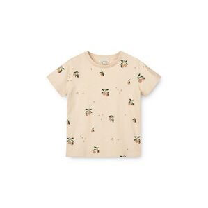 Bavlněné dětské tričko Liewood Apia Baby Printed Shortsleeve T-shirt růžová barva