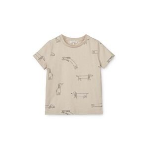 Dětské bavlněné tričko Liewood Apia Printed Shortsleeve T-shirt béžová barva, s potiskem