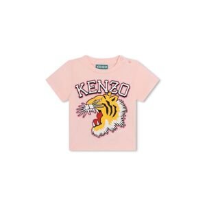 Dětské bavlněné tričko Kenzo Kids růžová barva, s potiskem