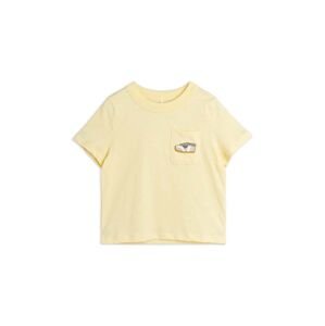 Dětské bavlněné tričko Mini Rodini Jogging žlutá barva, s potiskem