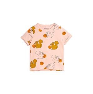 Dětské tričko Mini Rodini Squirrel růžová barva