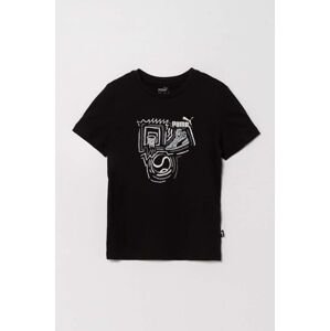 Dětské bavlněné tričko Puma GRAPHICS Year of Sports B černá barva, s potiskem