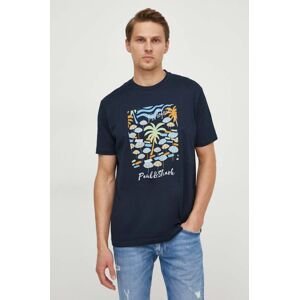 Bavlněné tričko Paul&Shark tmavomodrá barva, s potiskem, 24411110