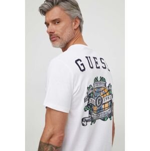 Bavlněné tričko Guess bílá barva, s aplikací, M4RI11 I3Z14