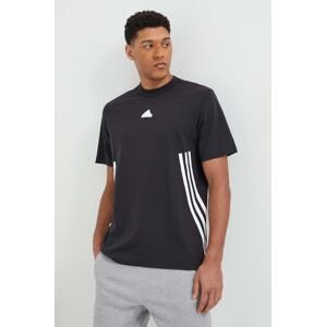 Bavlněné tričko adidas černá barva, s potiskem, IR9166