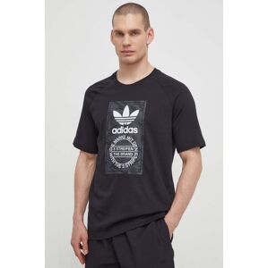 Bavlněné tričko adidas Originals černá barva, s potiskem, IS0236