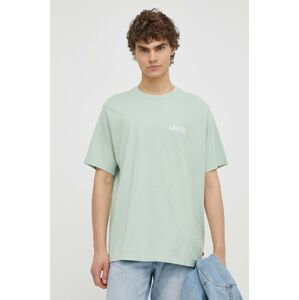Bavlněné tričko Levi's zelená barva, s potiskem