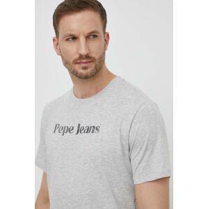 Bavlněné tričko Pepe Jeans CLIFTON šedá barva, s potiskem, PM509374