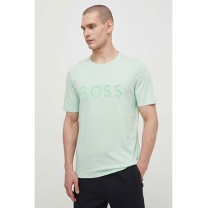 Bavlněné tričko Boss Green zelená barva, s potiskem, 50512866