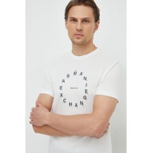 Bavlněné tričko Armani Exchange béžová barva, s potiskem, 3DZTBJ ZJ9TZ