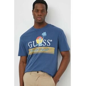 Bavlněné tričko Guess PACIFIC tmavomodrá barva, s potiskem, M4GI41 KBZV1