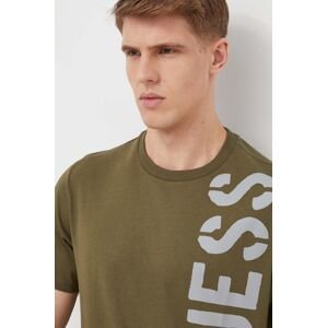 Bavlněné tričko Guess zelená barva, s potiskem, F4GI04 I3Z14