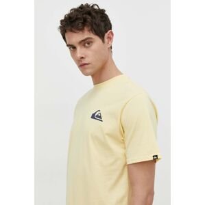 Bavlněné tričko Quiksilver žlutá barva, s potiskem