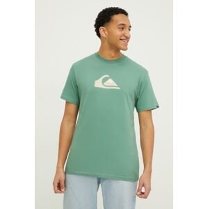 Bavlněné tričko Quiksilver zelená barva, s potiskem