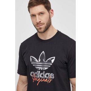 Bavlněné tričko adidas Originals černá barva, s potiskem, IS0227