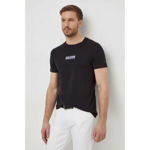 Bavlněné tričko Tommy Hilfiger černá barva, s potiskem
