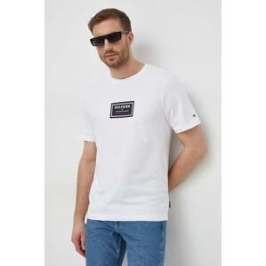 Bavlněné tričko Tommy Hilfiger bílá barva, s potiskem, MW0MW34391