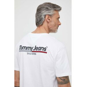 Bavlněné tričko Tommy Jeans bílá barva, s potiskem