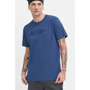 Bavlněné tričko Hollister Co. tmavomodrá barva, s aplikací