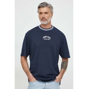 Bavlněné tričko Tommy Jeans tmavomodrá barva, s aplikací