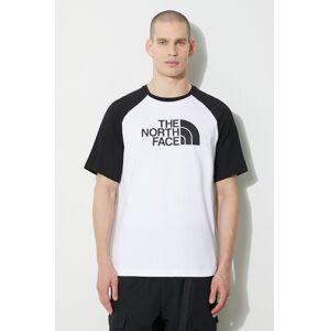 Bavlněné tričko The North Face M S/S Raglan Easy Tee bílá barva, s potiskem, NF0A87N7FN41