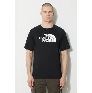 Bavlněné tričko The North Face M S/S Raglan Easy Tee černá barva, s potiskem, NF0A87N7JK31