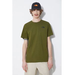 Bavlněné tričko The North Face M S/S Redbox Celebration Tee zelená barva, s potiskem, NF0A87NVPIB1