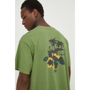 Bavlněné tričko Levi's zelená barva, s aplikací