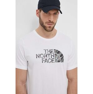 Bavlněné tričko The North Face bílá barva, s potiskem