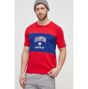 Bavlněné tričko Champion červená barva, s potiskem, 219853