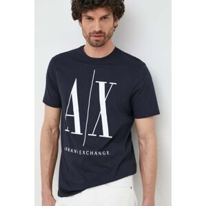 Bavlněné tričko Armani Exchange tmavomodrá barva, s potiskem, 8NZTPA ZJH4Z NOS