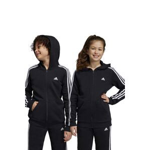 Dětská mikina adidas U 3S FL FZ černá barva, s kapucí, s aplikací