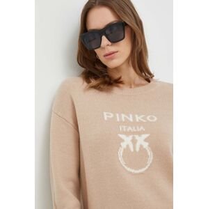Vlněný svetr Pinko dámský, béžová barva, lehký, 100414.Y7Z4