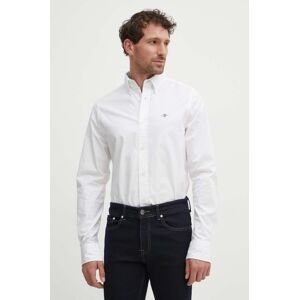 Bavlněná košile Gant bílá barva, slim, s límečkem button-down