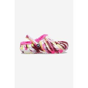 Pantofle Crocs Lined Marbled Clog dámské, 207773.ELECTRIC-Pink