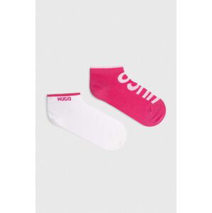 Ponožky HUGO 2-pack dámské, růžová barva, 50480343