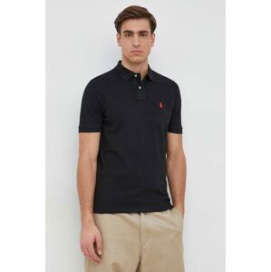 Bavlněné polo tričko Ralph Lauren černá barva, 710782592