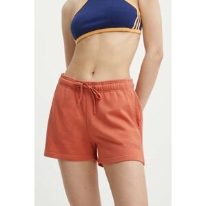 Bavlněné šortky Hummel hmlLEGACY WOMAN SHORTS oranžová barva, hladké, medium waist, 219478