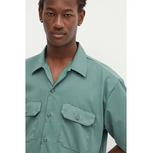 Košile Dickies pánská, zelená barva, regular, s klasickým límcem