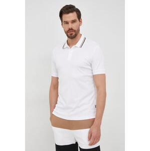 Bavlněné polo tričko BOSS bílá barva, hladký, 50469360