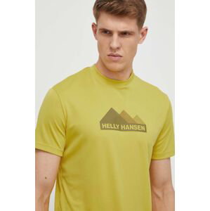 Sportovní triko Helly Hansen žlutá barva, s potiskem