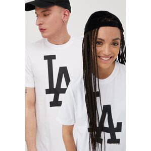 Bavlněné tričko 47brand MLB Los Angeles Dodgers bílá barva, s potiskem, BB012TEMIME557555WW