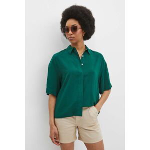 Košile Medicine dámská, zelená barva, relaxed, s klasickým límcem